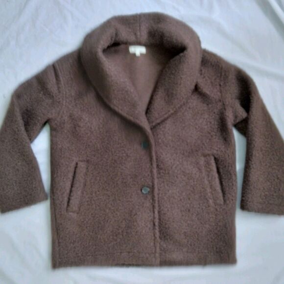 Madewell Pebbled Faux Shearling Shawl Collar Coat Women's Size Medium - Picture 2 of 15